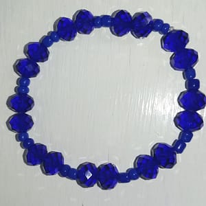 Blue Crystals and Blue Beads Stretchy Bracelet