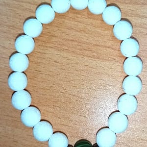 White Lava and Green Malachite Stretchy Bracelet.