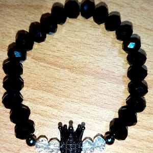 Black and Clear Crystal Stretchy Bracelet